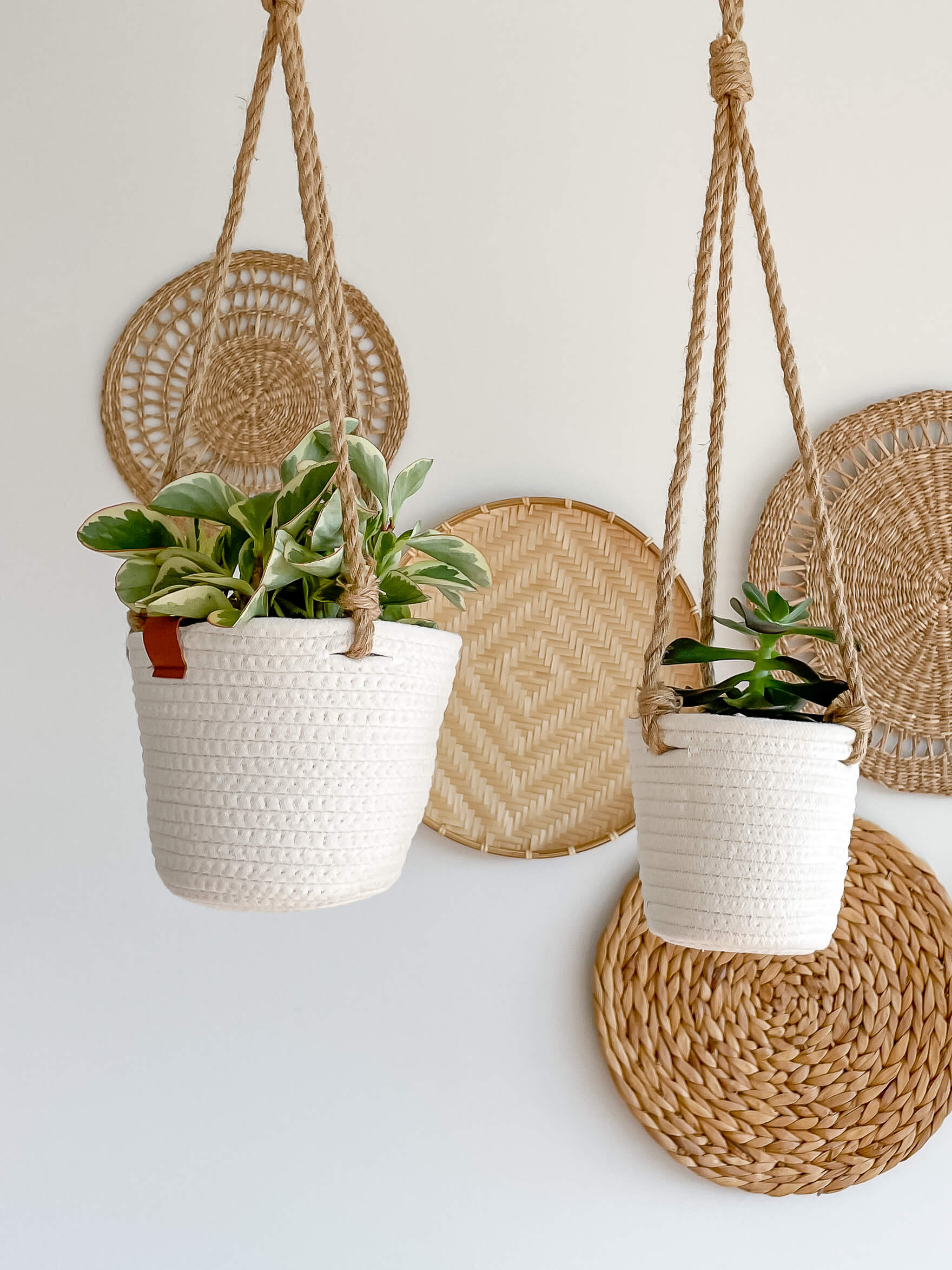 Bianca Cotton Rope Hanging Planters - Medium Hycroft Home Decor