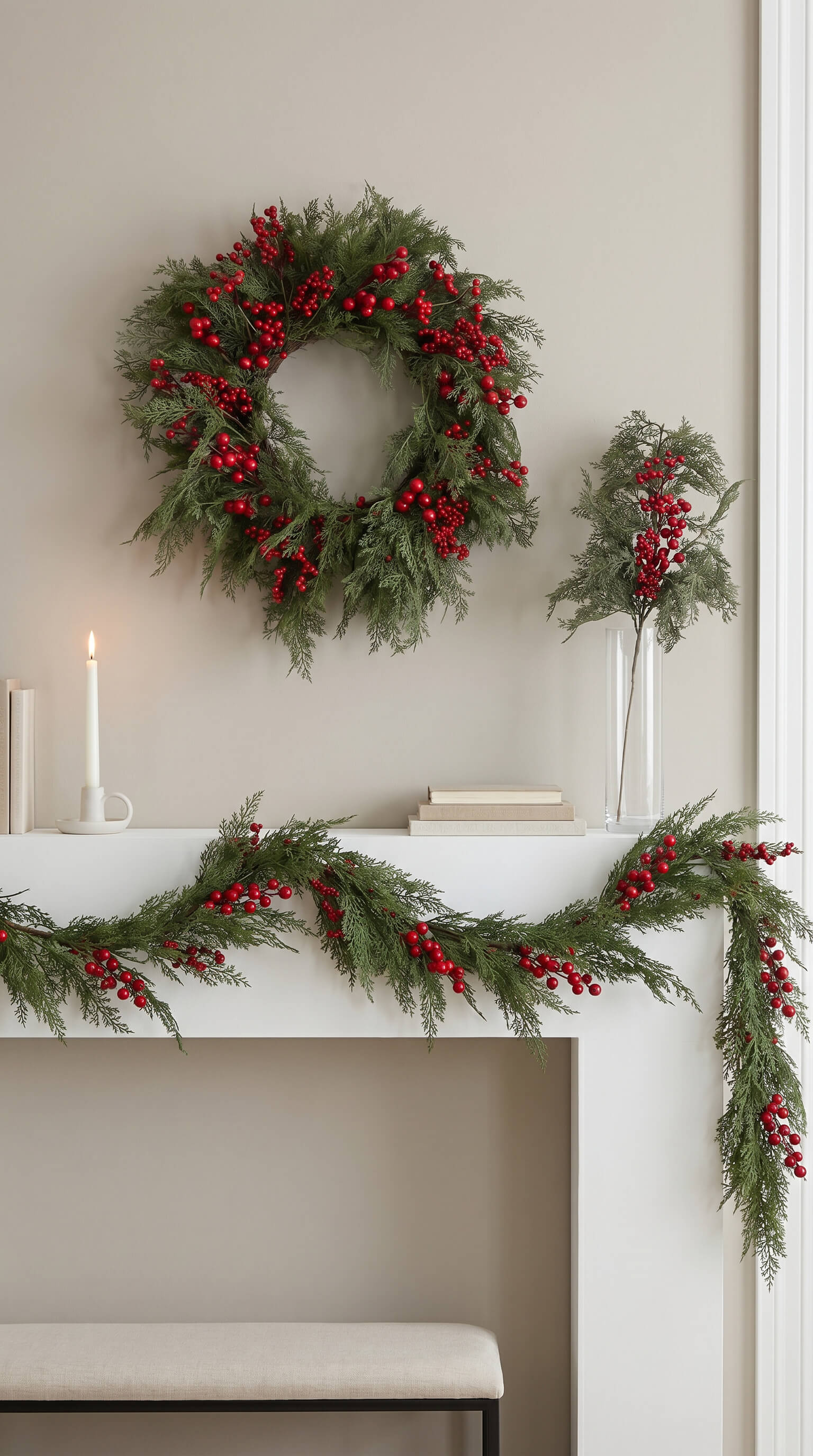 Red Berry Cedar Wreath 26"