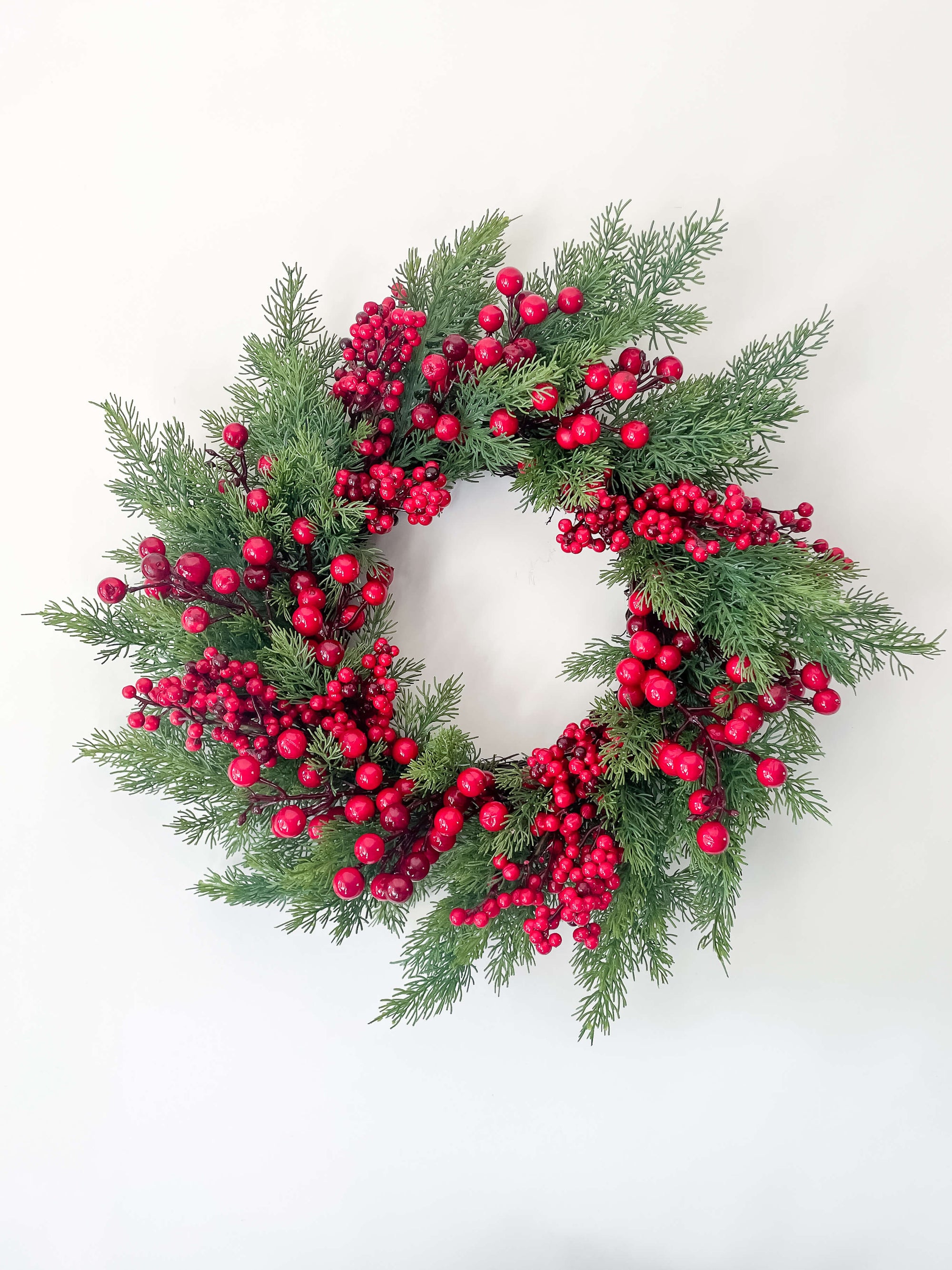 Red Berry Cypress Wreath 22&quot;