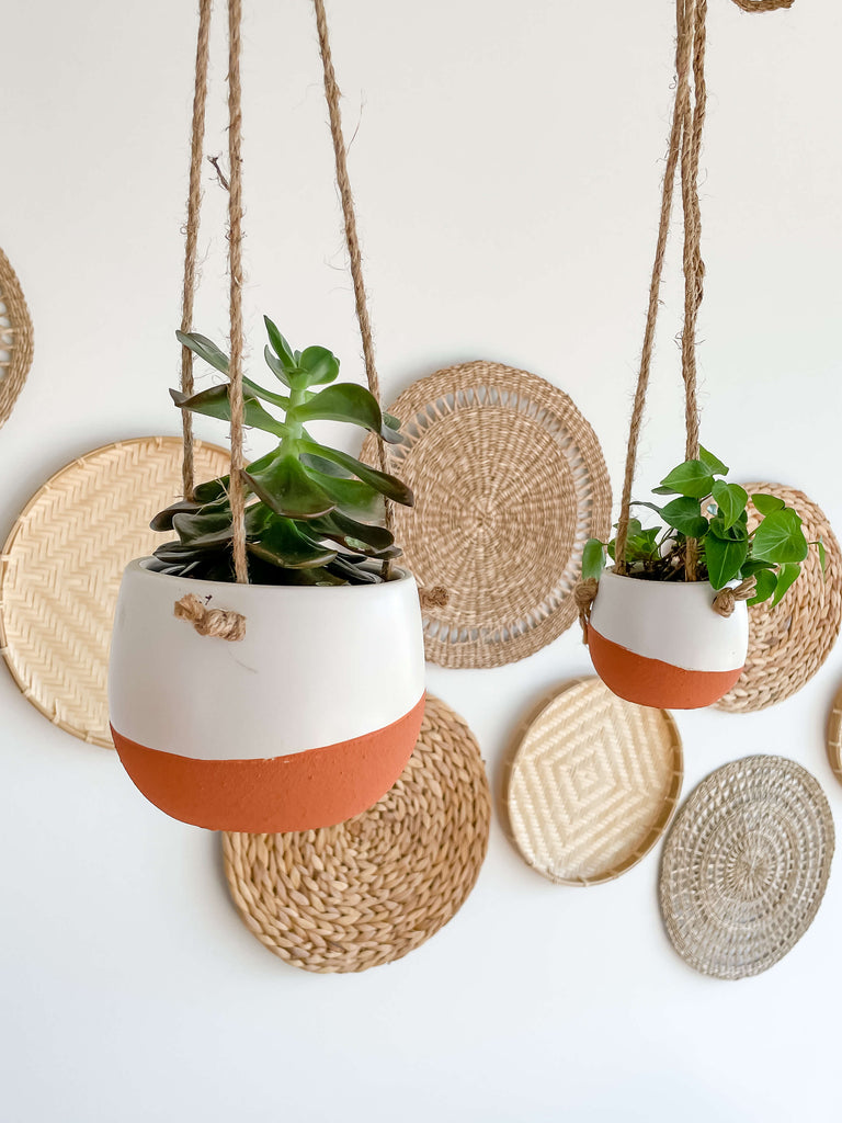 Milano Hanging Ceramic Vase Small and Medium with Plant Hycroft Home Decor

